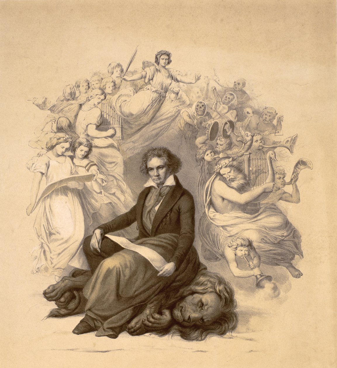 Ludwig van Beethoven（1770-1827）的寓言肖像 作者 德国学校