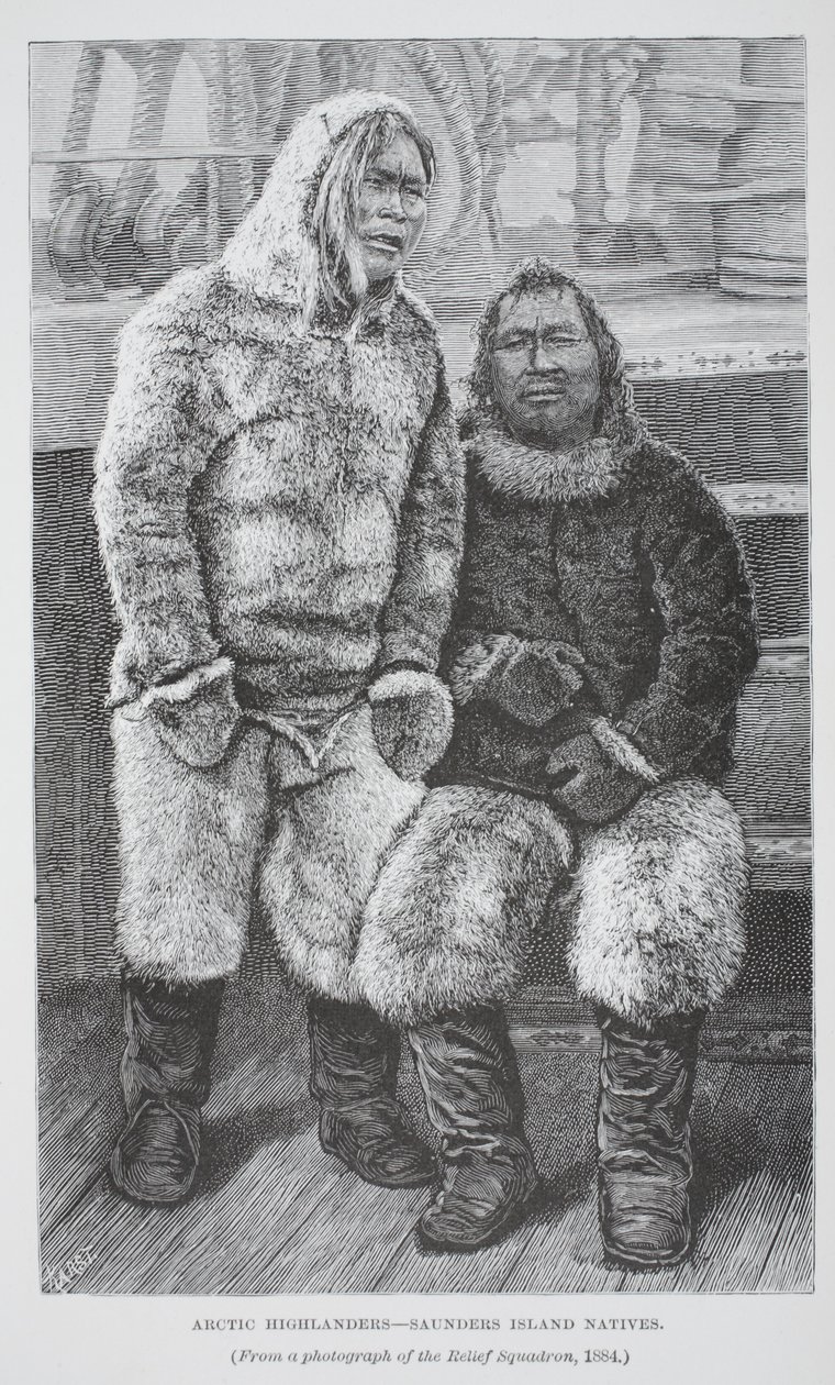 北极高地人 - 桑德斯岛原住民，酒吧。伦敦1886年（雕刻） 作者 德国学校