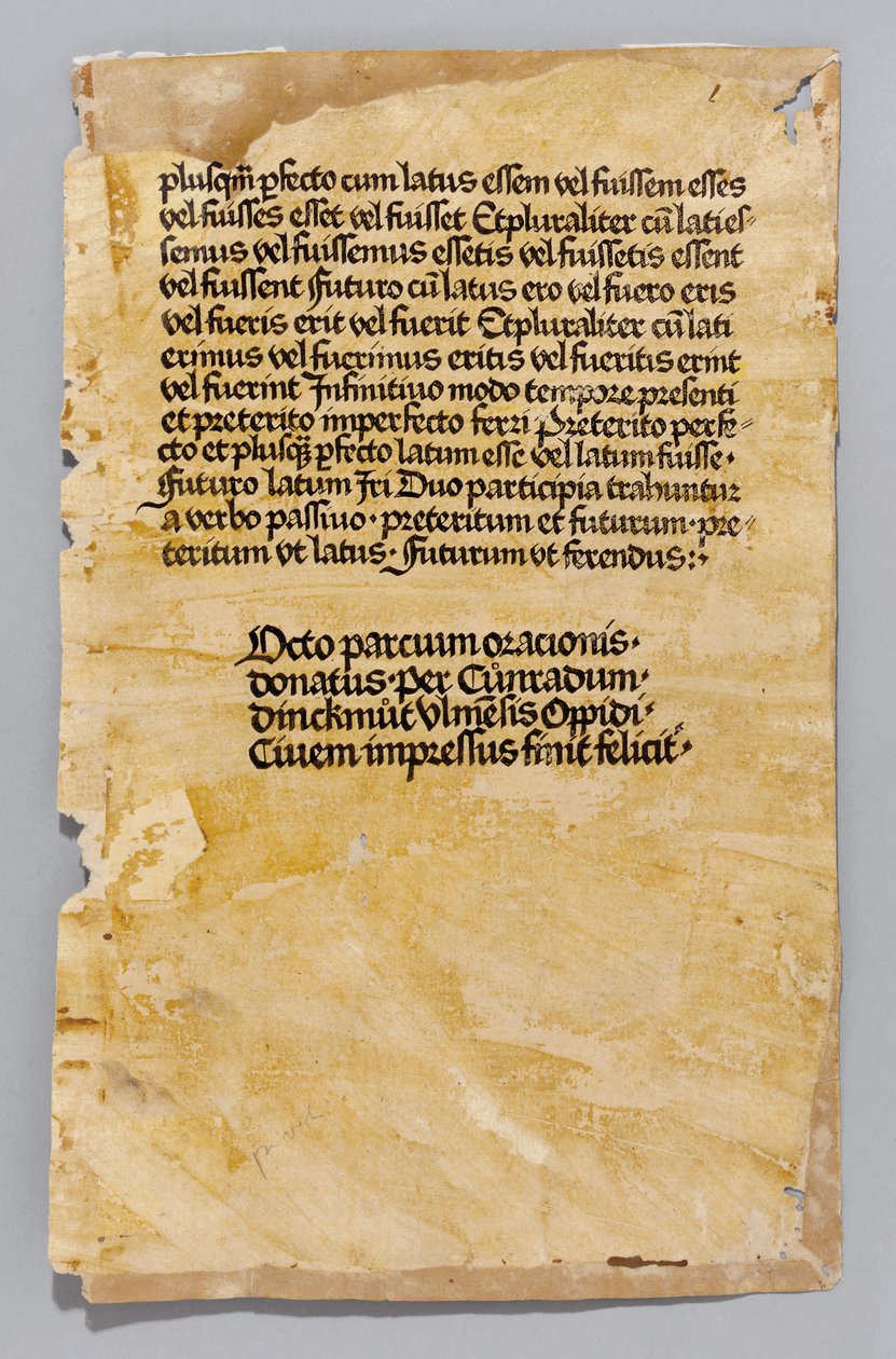 Aelius Donatus的《 Ars Minor》，康拉德·丁克穆特（Konrad Dinckmut），乌尔姆（Ulm）印刷，约1476年至80年（草书） 作者 德国学校