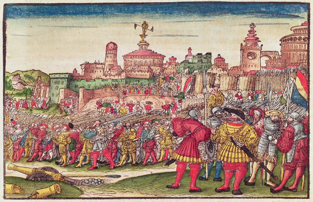 启示录，第二十五章，来自路德圣经，c.1530（彩色木刻） 作者 德国学校