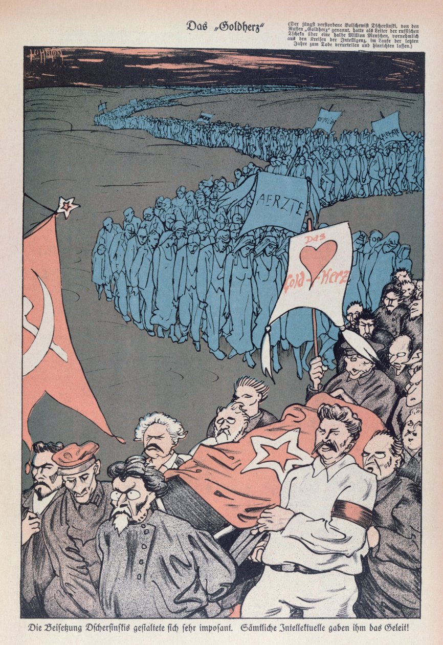 Felix Dzherzhinsky（1877-1926）死亡的漫画，CHEKA的创始人兼董事 作者 德国学校