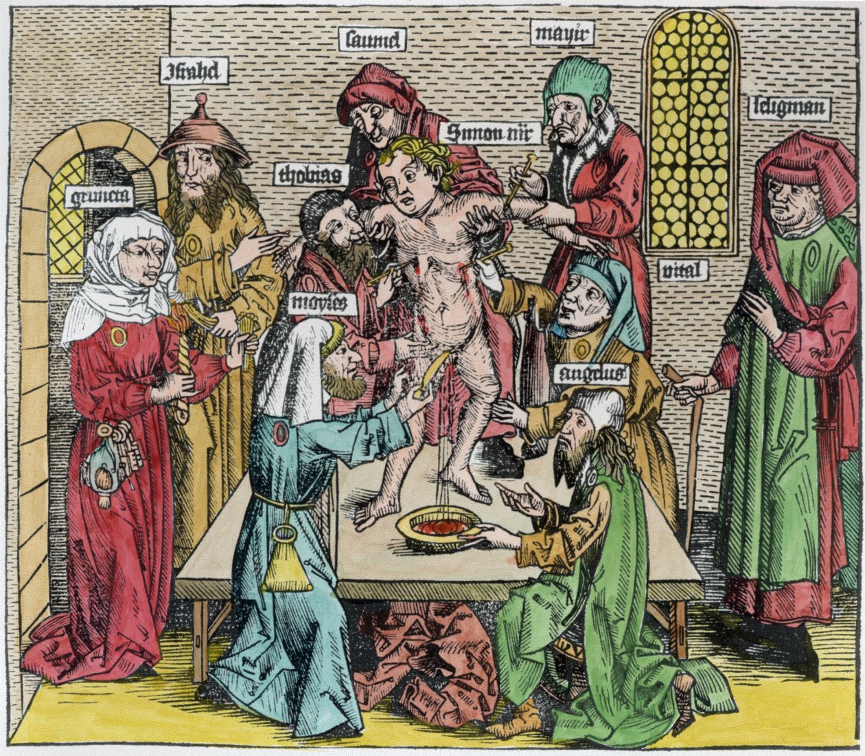 割礼，来自Hartmann Schedel的“Liber Chronicarum”（1440-1514）（后期着色） 作者 德国学校