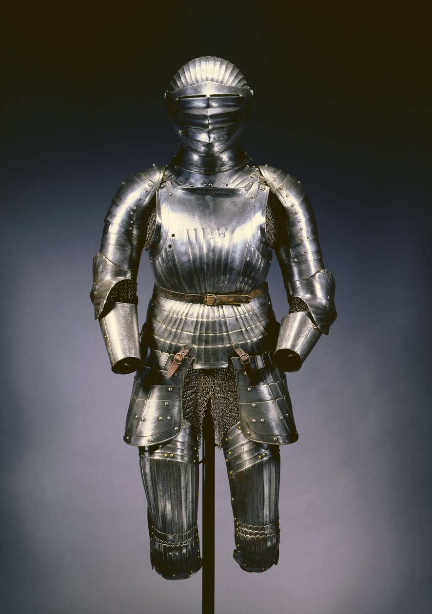 马克西米利风格的封闭头盔和部分装甲，纽伦堡，约1525年 作者 德国学校