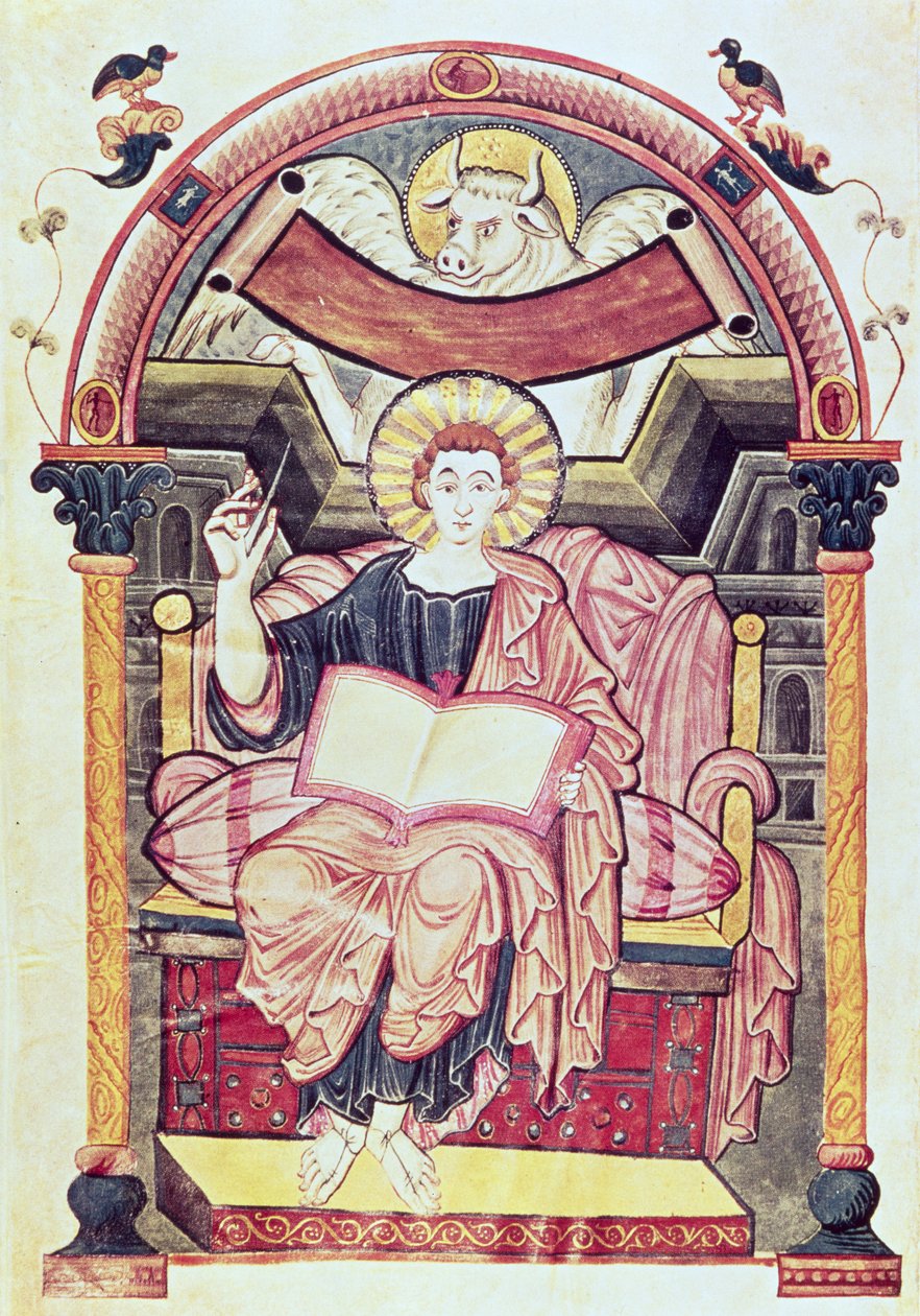 Cod 22. f.85v St. Luke the Evangelist，来自Treves，Carolingian，公元800年 作者 德国学校