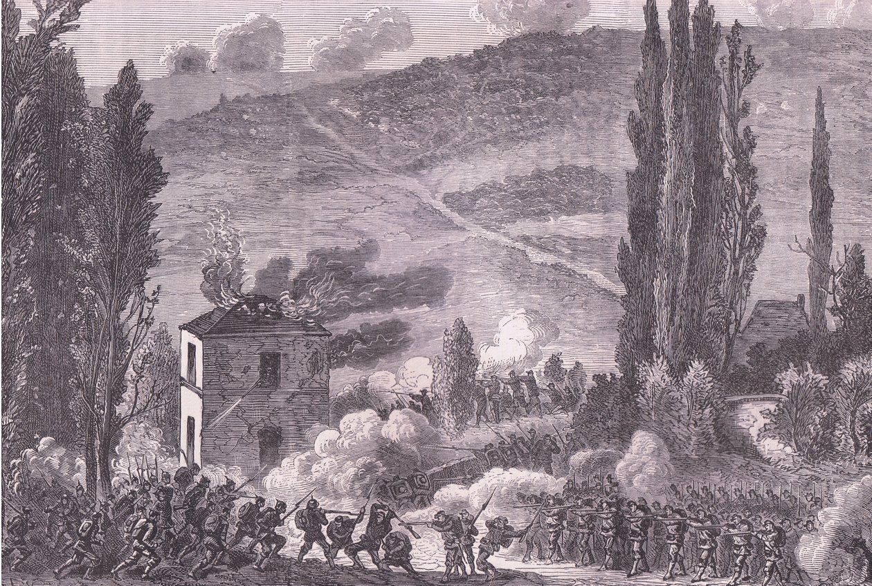 Combat at Chatillon, Cassells History of the War between France and Germany published by Cassell and Company Limited, c.1890 (litho) 作者 德国学校