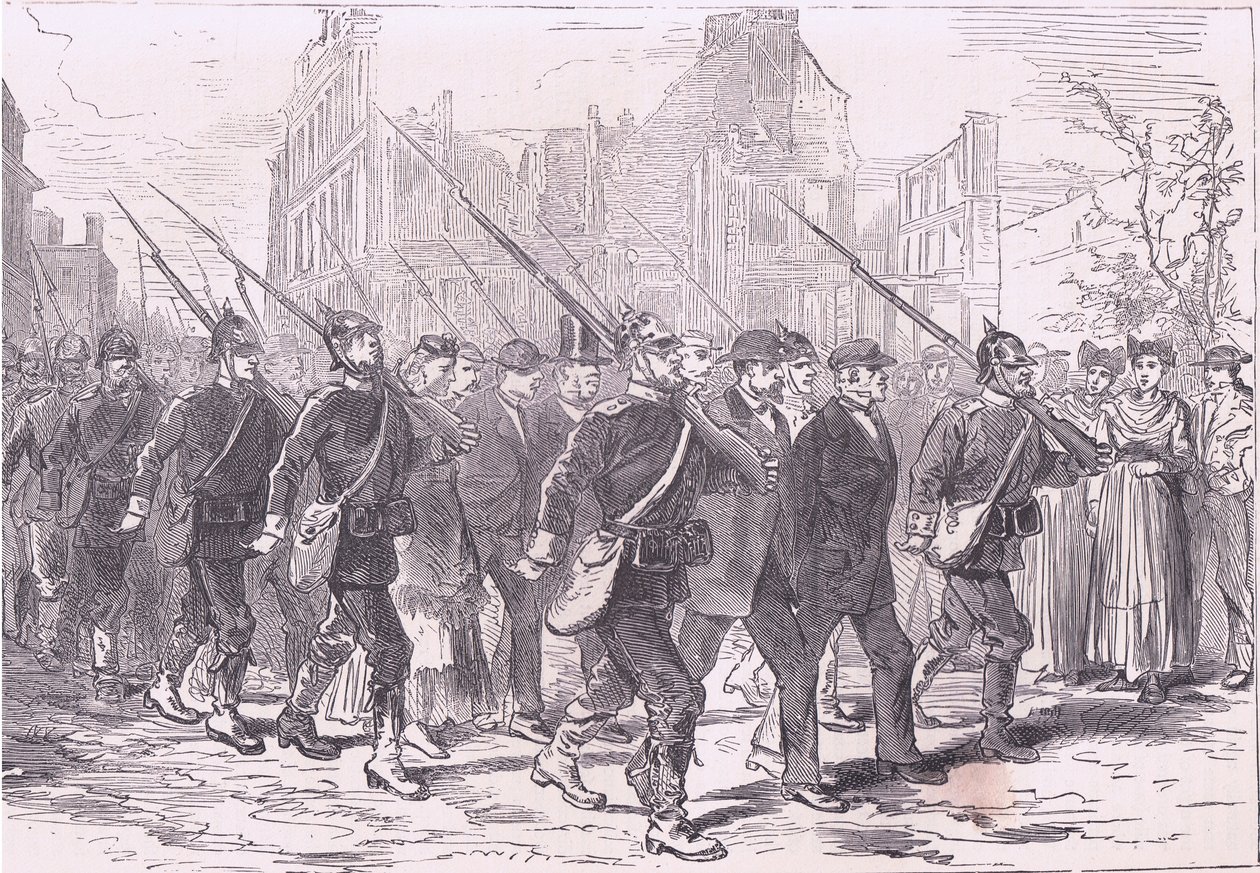 囚犯车队，《卡塞尔法德战争史》，由卡塞尔有限公司出版，约1890年（平板）。 作者 德国学校