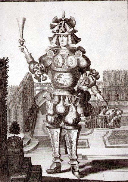 玻璃器皿和陶器经销商的服装，由杰拉德-瓦尔克（1651/2-1726）出版，约1690年（雕刻）。 作者 德国学校