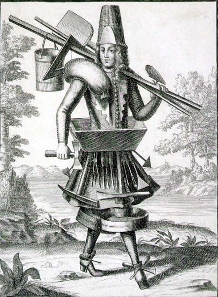 泥瓦匠的服装，由杰拉德-瓦尔克（1651/2-1726）出版，约1690年（雕刻）。 作者 德国学校