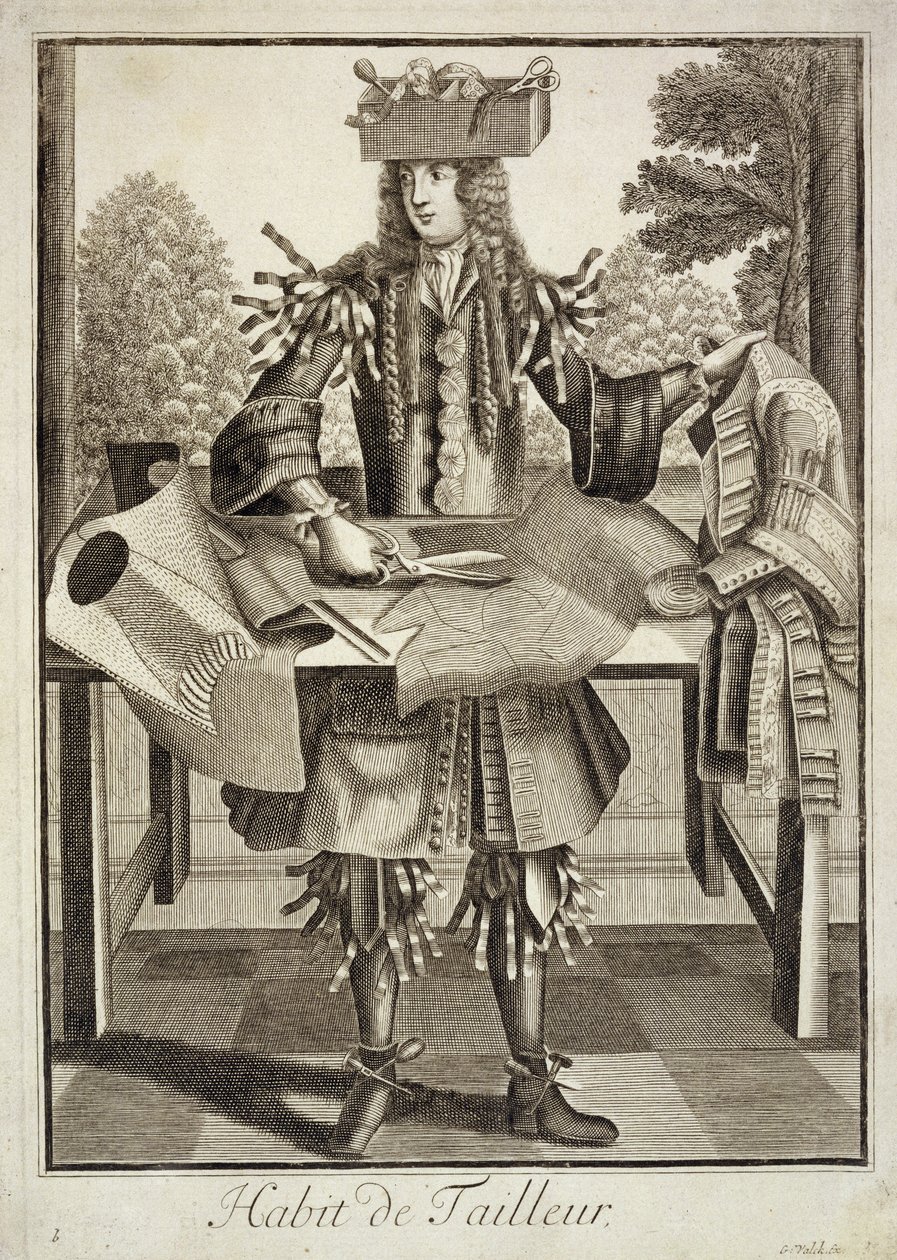 裁缝，酒吧的服装。作者：Gerard Valck（16512-1726）c.1690 作者 德国学校