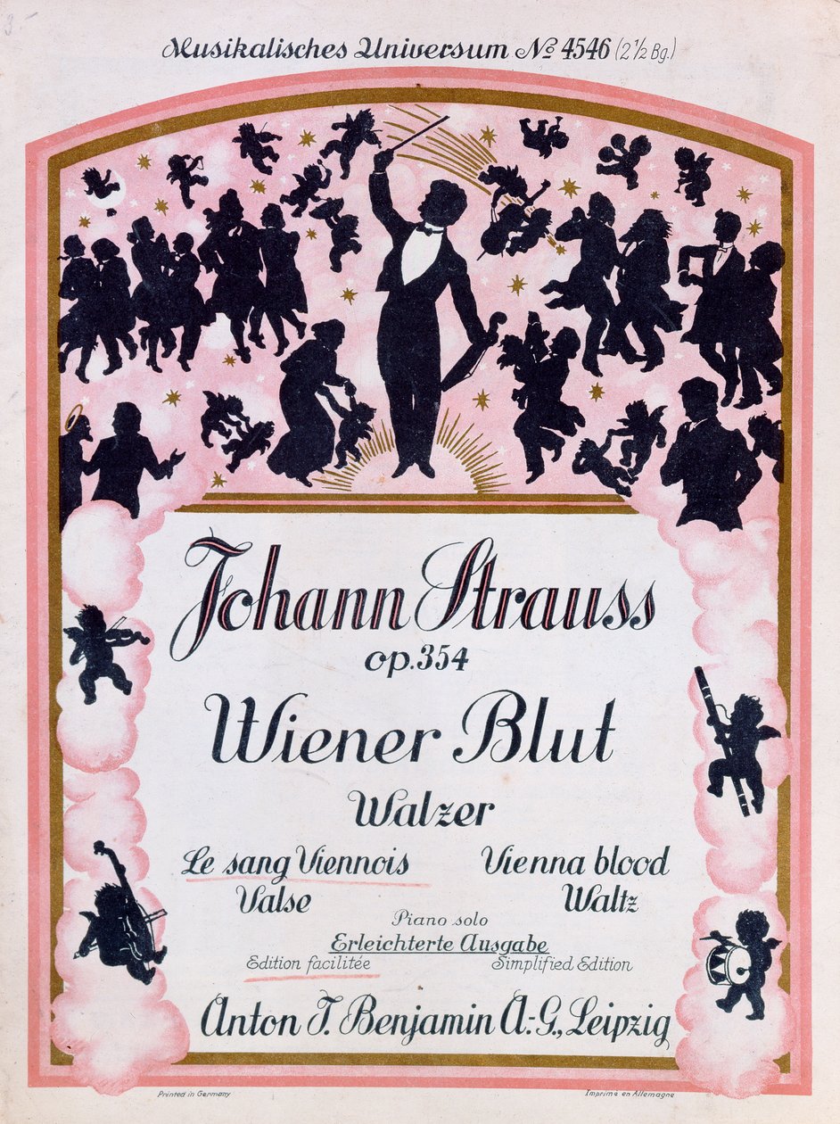 着名华尔兹Wiener Blut op.354得分的封面由Johann Strauss II，（1825-99），1930年 作者 德国学校