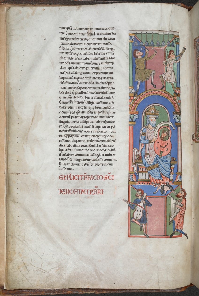 David as a harpist at the preface to Psalms, the 