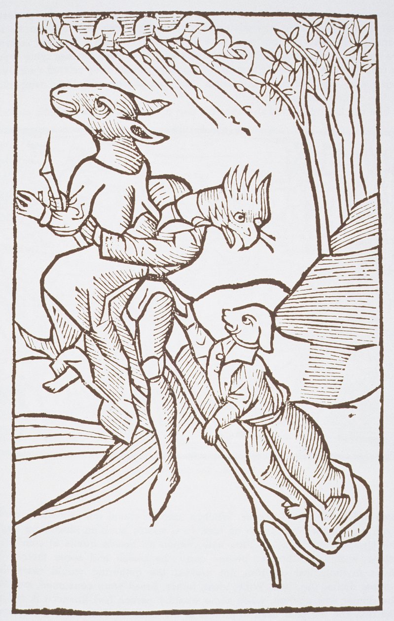 出发于安息日，来自Von den Unholden oder Hexen的插图副本，由Ulrich Molior，Constanz 1489，用于19世纪后期出版的“魔法史” 作者 德国学校