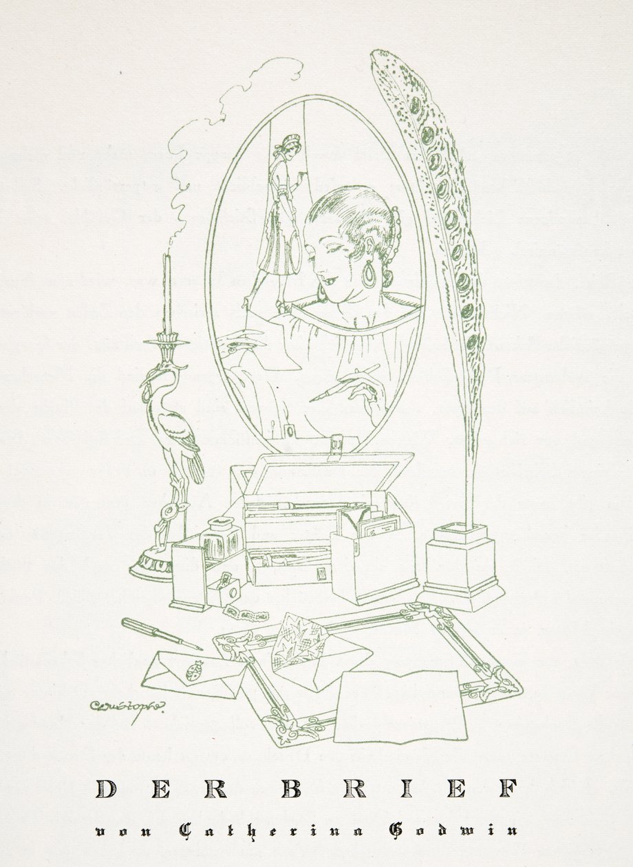 Der Brief by Catherina Godwin, from Styl, pub.1922 (pochoir print) 作者 德国学校