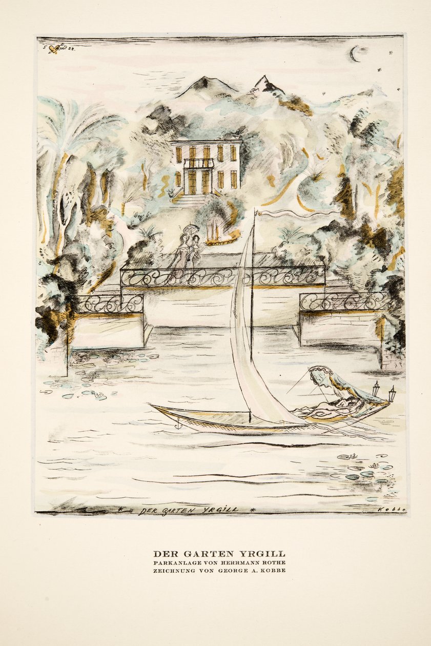 Der Garten Yrgill，选自《Styl》，1922 年出版（pochoir 印刷品） 作者 德国学校