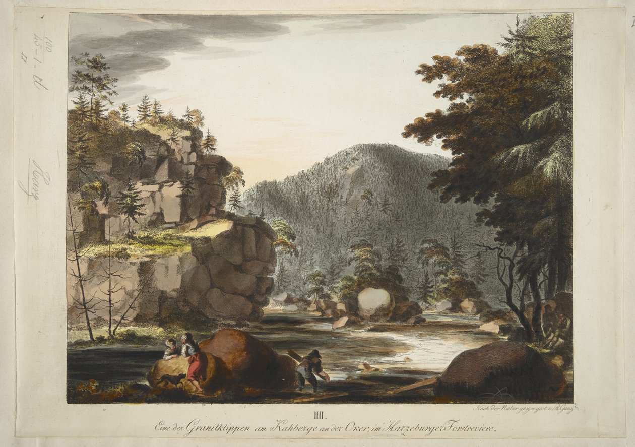 Der Hübichenstein"，"哈尔茨森林四景"，Philipp Ganz 作，约 1770-90 年（手绘蚀刻版画） 作者 德国学校