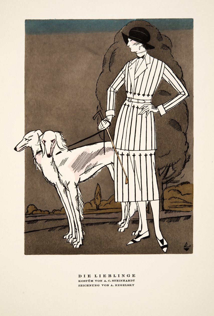 Die Lieblinge"，A-C-斯坦哈特的时尚广告，选自《风格》，1922 年出版（pochoir 印刷品） 作者 德国学校
