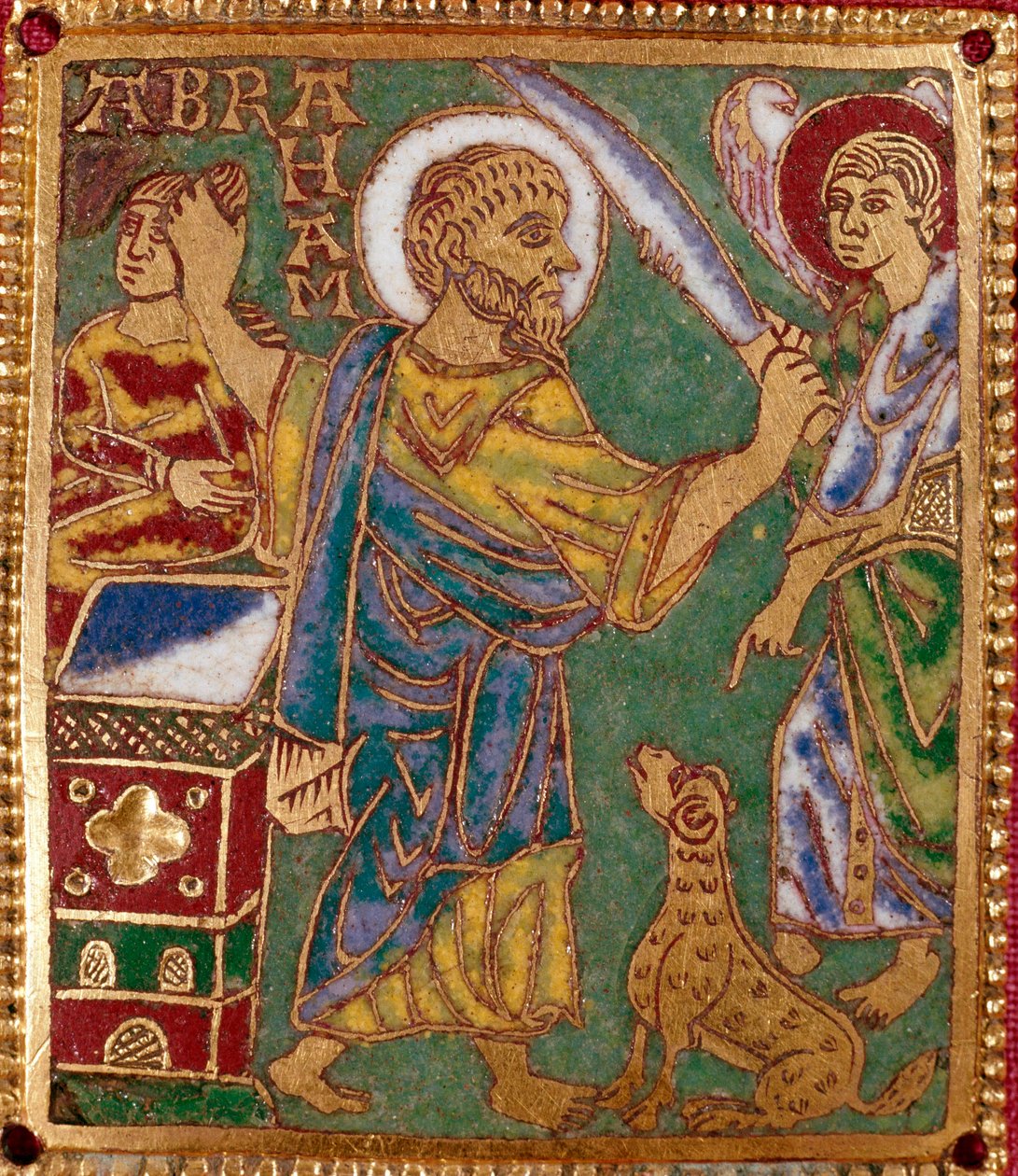 Enamel plate representing the prophete Abraham and the sacrifice of Isaac. Rhenane school. 12th century. Florence, Nazionale Museo del Bargello 作者 德国学校