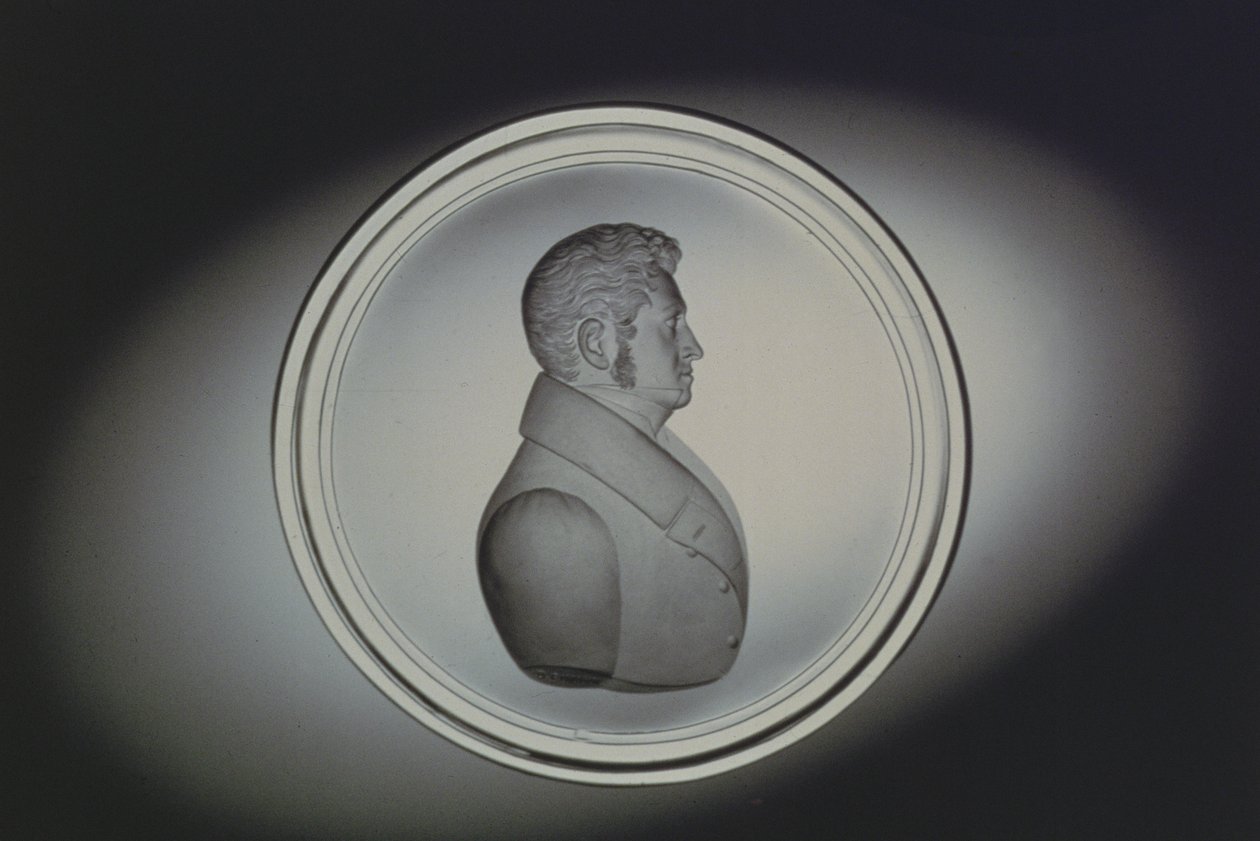 1834年波希米亚的Dominick Biemann雕刻的肖像（玻璃） 作者 德国学校