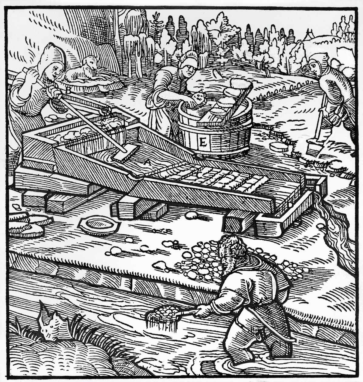 Georg Pawer或Georgius Agricola（1494-1555）的De re metallica（论金属的性质）的雕刻。 作者 德国学校