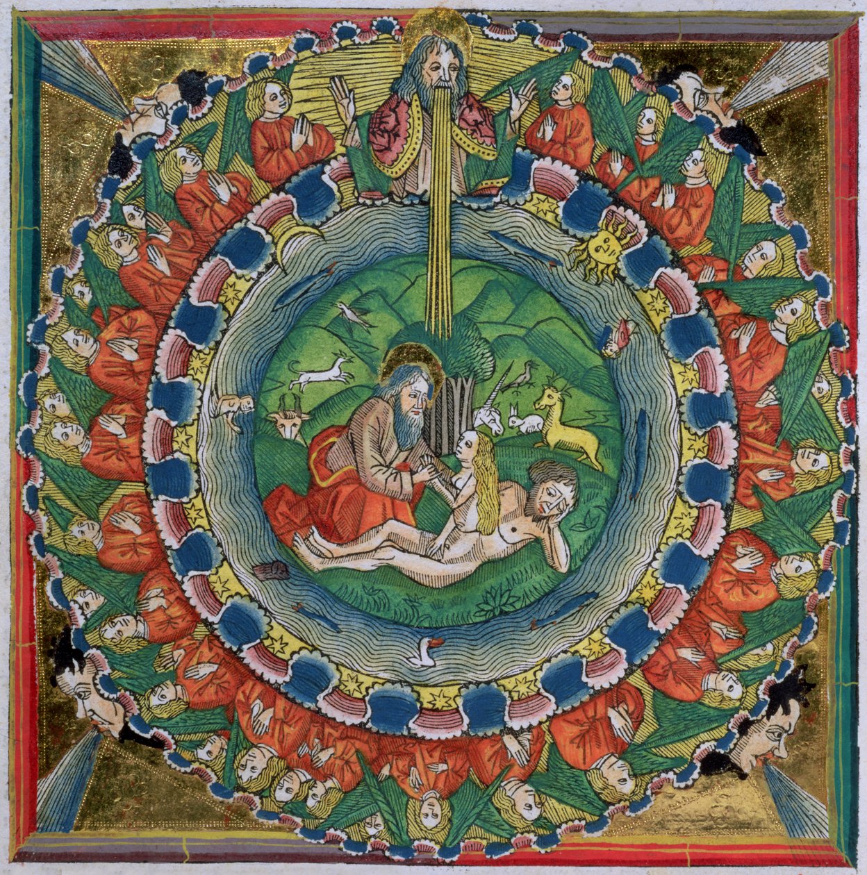 创世记2:22的传真副本上帝创造了夏娃，来自纽伦堡圣经（Biblia Sacra Germanaica） 作者 德国学校