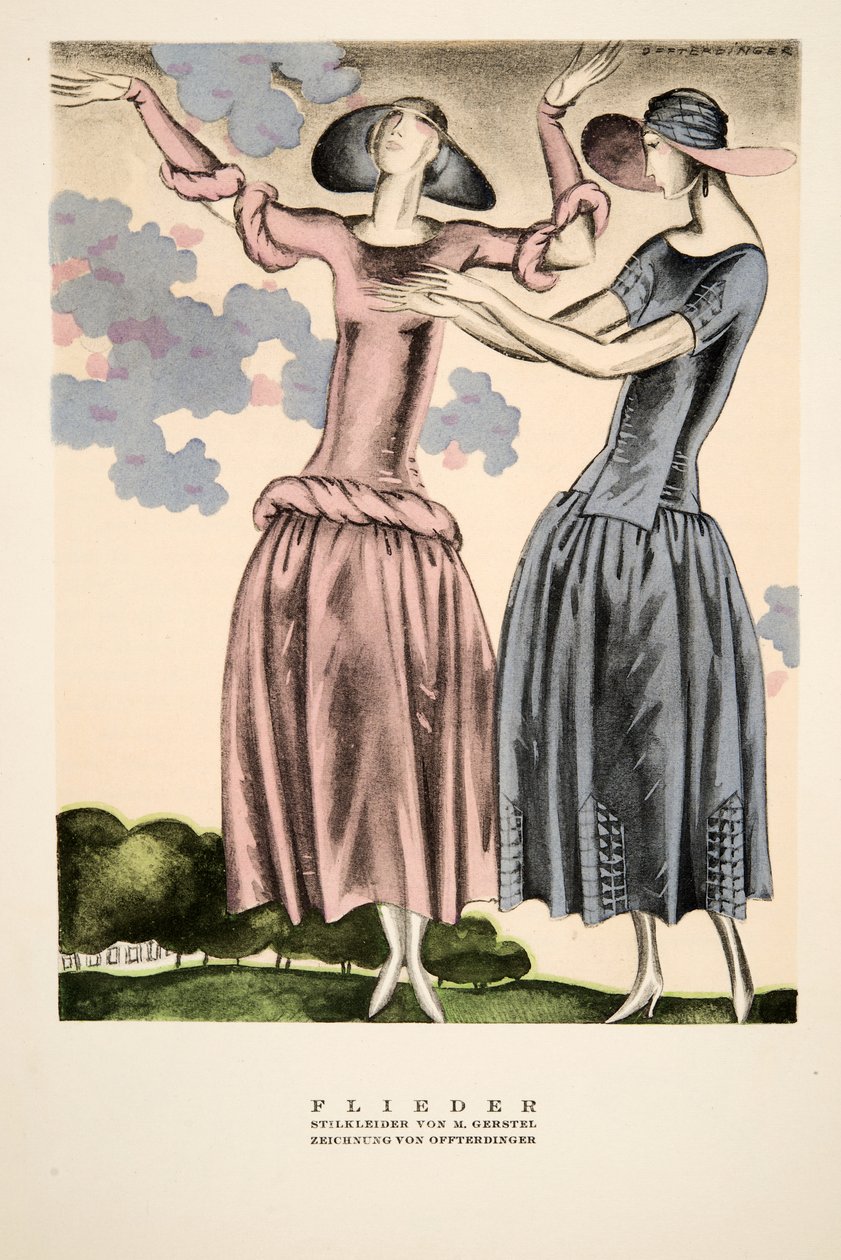 "Flieder"，M. Gerstel 服装广告，选自《Styl》，1922 年出版（pochoir 印刷品） 作者 德国学校