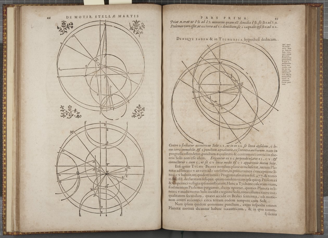 第44-45页 "Astronomia nova Aitiologetos"，约翰内斯-开普勒（雕刻）。 作者 德国学校