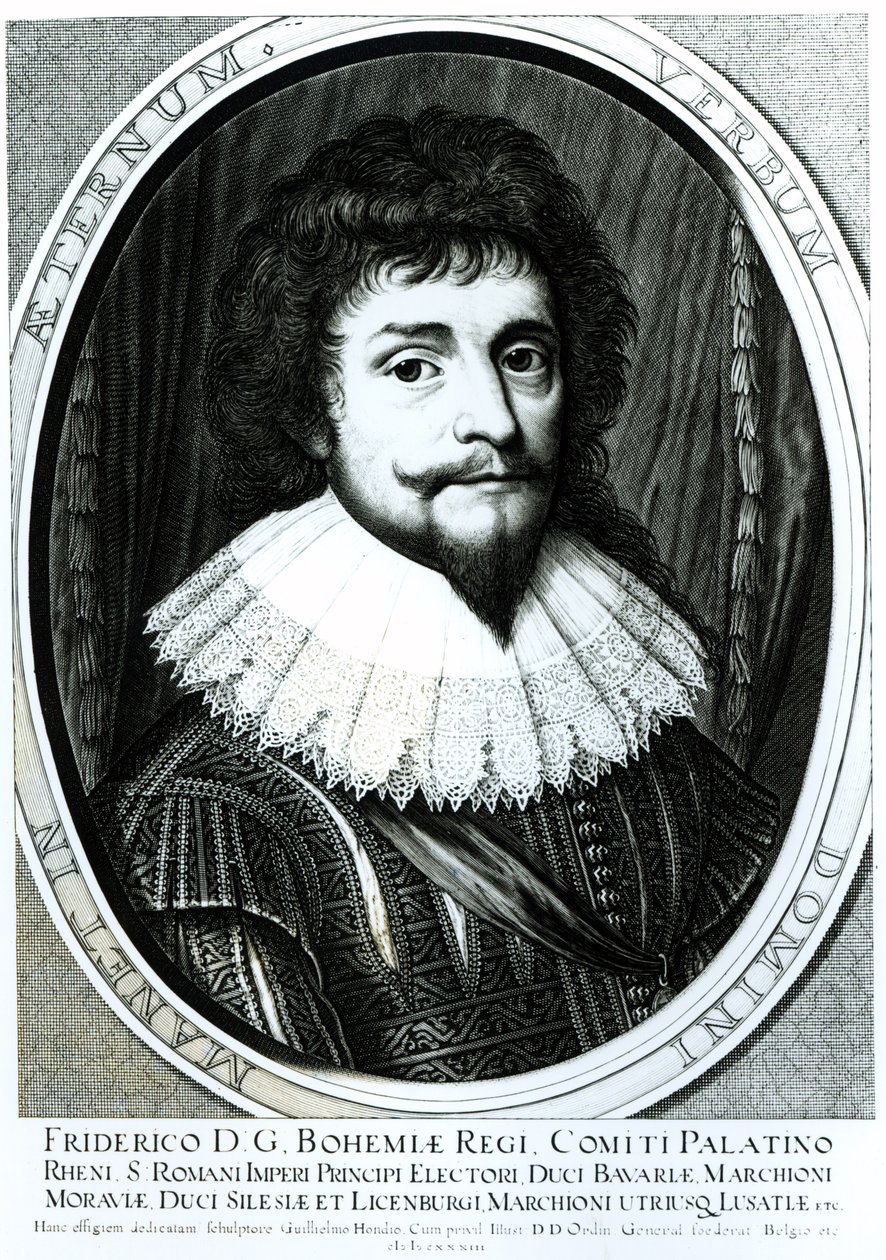 弗雷德里克五世（1596-1632），波希米亚国王，莱茵河选帝侯，由威廉·霍迪乌斯（C.1597-c.1660）刻，1633年 作者 德国学校