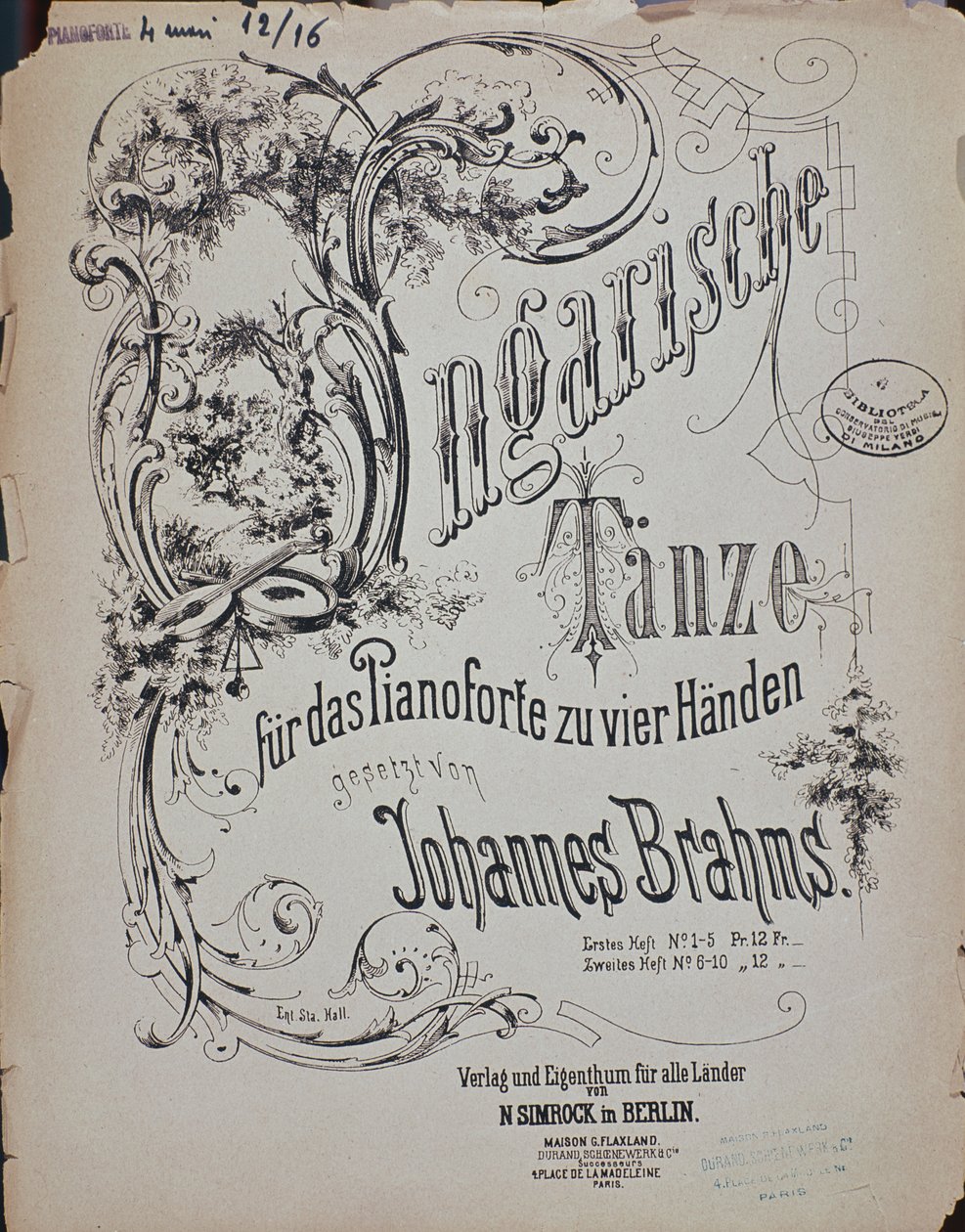 约翰内斯·勃拉姆斯（1833-1897）匈牙利舞蹈的主题 作者 德国学校
