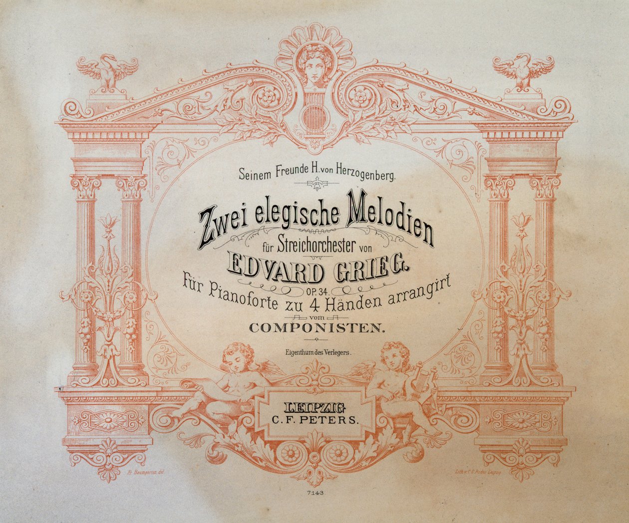 Edward Hagerup Grieg（1843-1907）的两首挽歌旋律的主题。 作者 德国学校