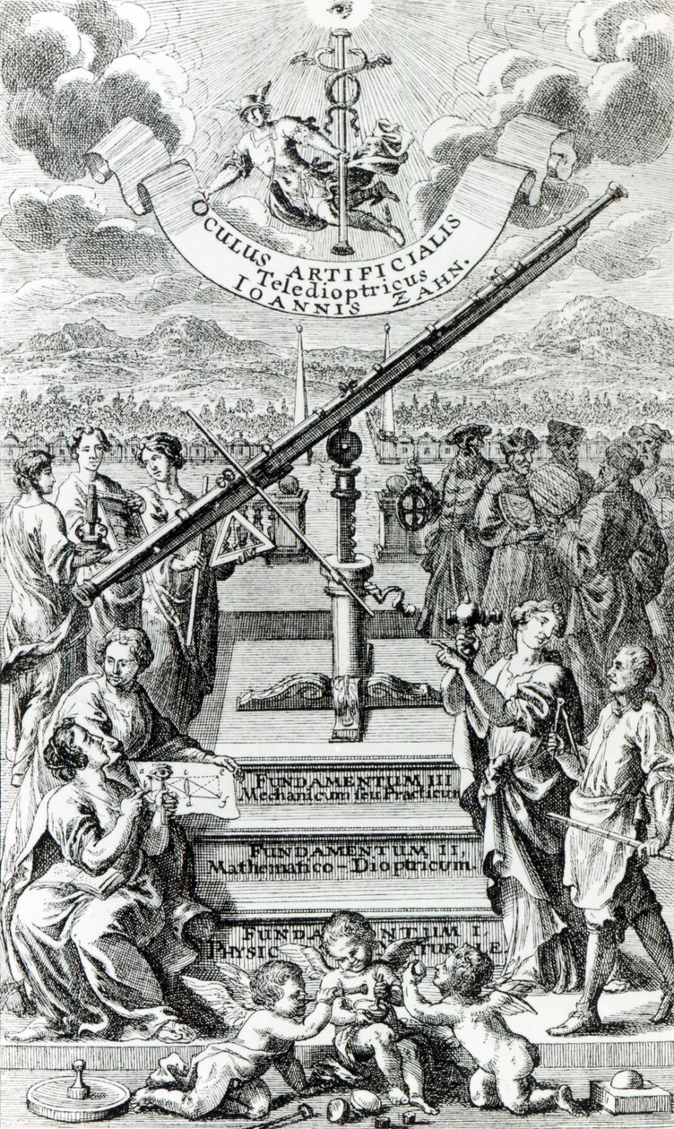 由Oculus Artificialis Teledioptricus Sive Telescopium制作的正面作者Johann Zahn，第2版于1702年出版 作者 德国学校