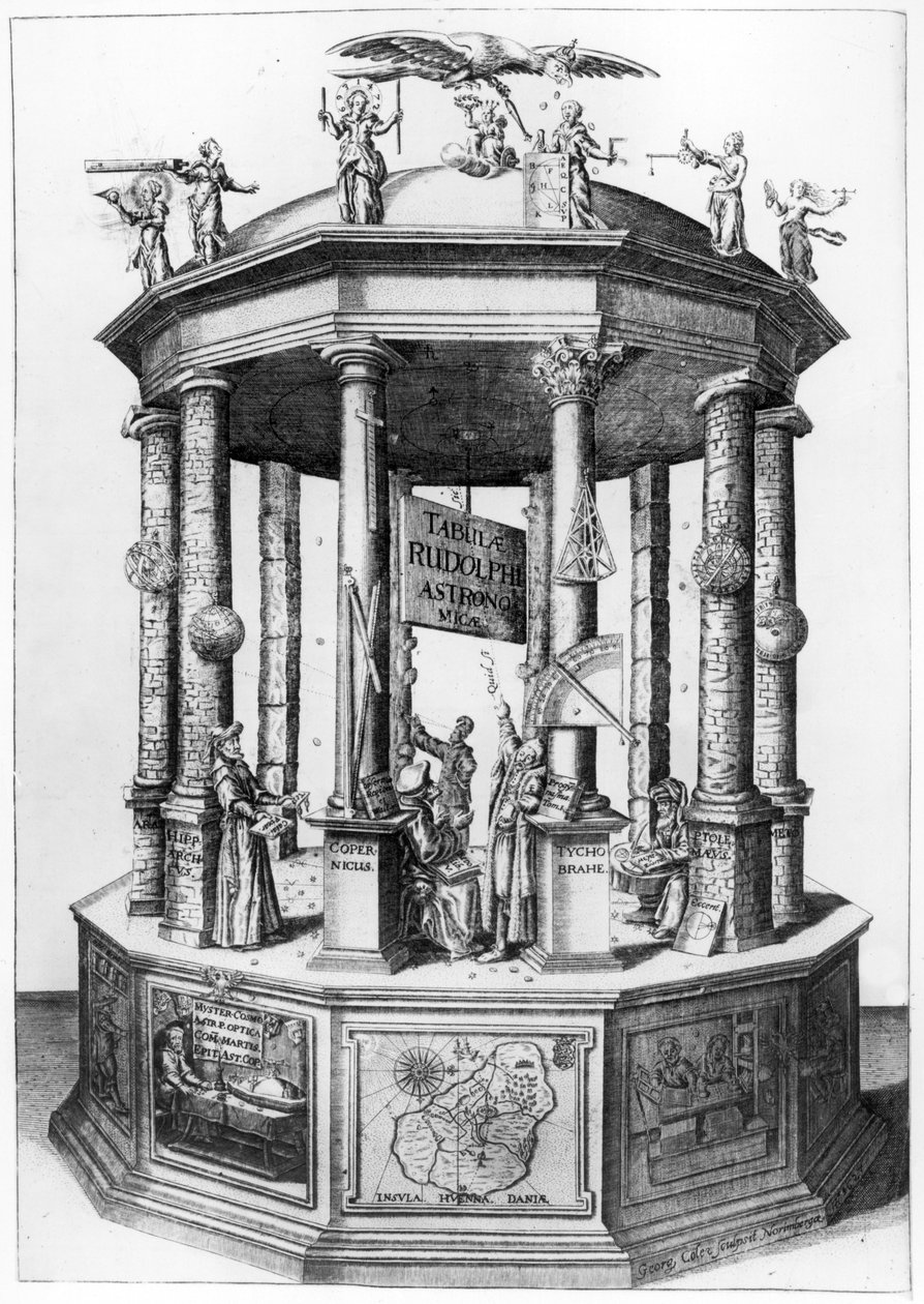 1672年出版的Johannes Kepler编辑的鲁道夫表的主题 作者 德国学校