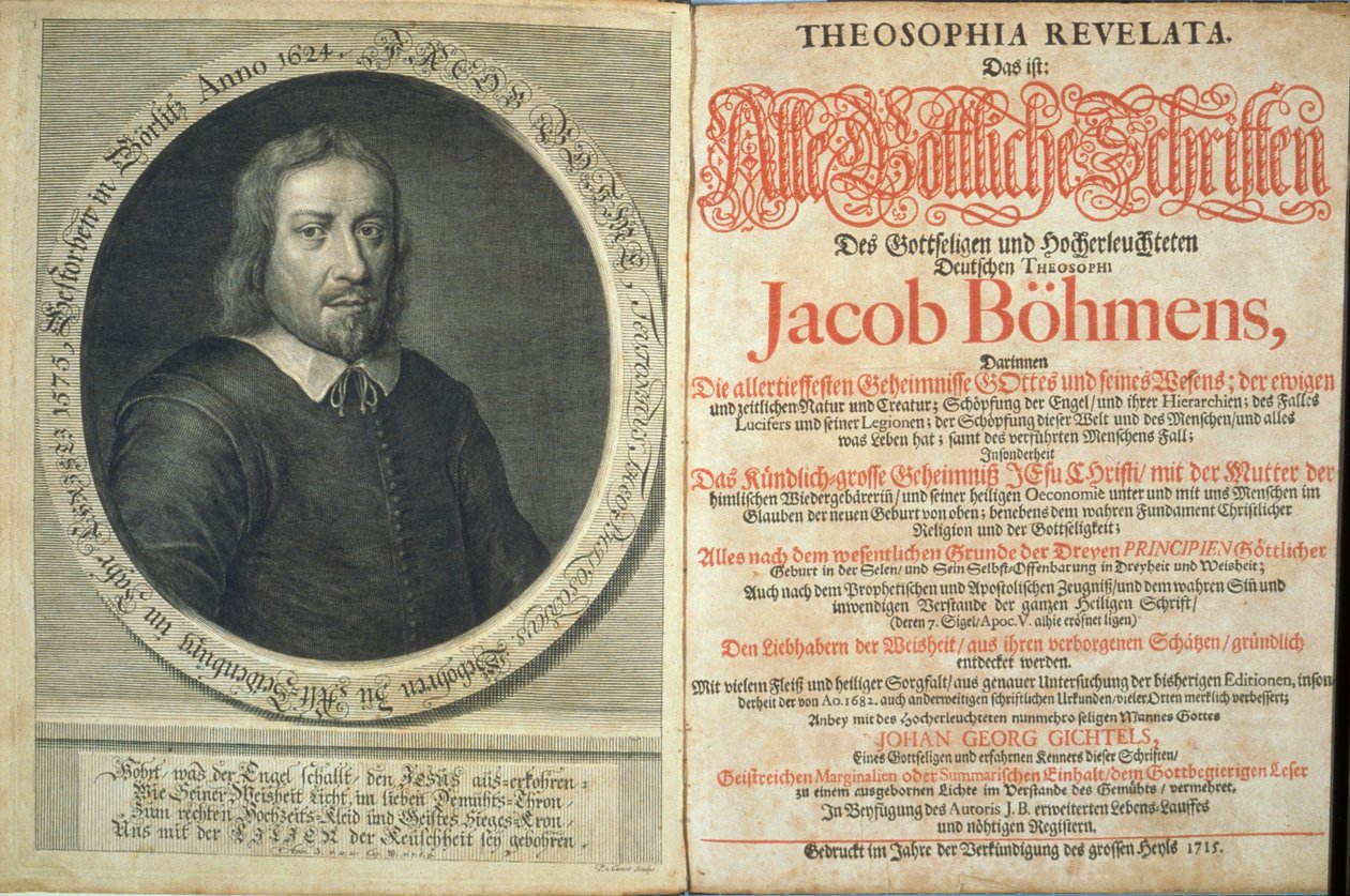 1715年Jacob Boehme对Theosophia Revelata的主题（印刷和雕刻） 作者 德国学校