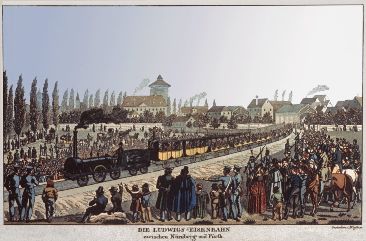 德国铁路。约1830-1840（雕刻）。 作者 德国学校