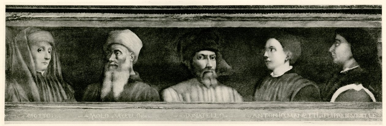 Giotto di Bondone (1267 - 1337), Paolo Uccello (1397 - 1475), Donatello (1386 - 1466), Antonio Manetti (1402 - 1460), Filippo di der Brunellesco (1377 - 1466) 作者 德国学校