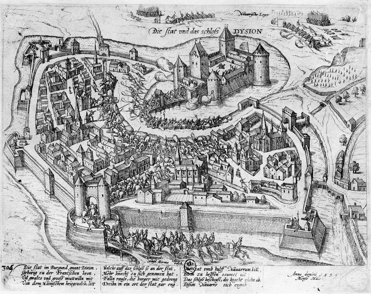 亨利四世（1553-1610）在1595年6月5日在西班牙Fontaine-Francaise胜利后进入第戎 作者 德国学校