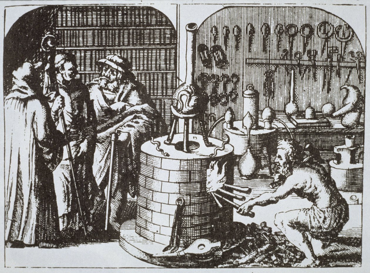 Hermetic Philosophers和一位炼金术士，来自Michael Majer博物馆（1625年）的Hermeticum博物馆，在19世纪末出版的魔术史中有所体现 作者 德国学校