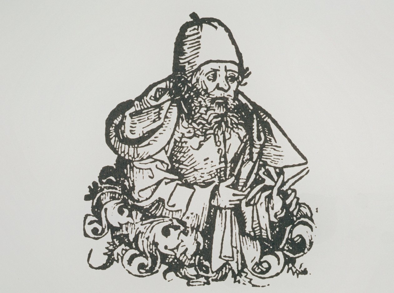 Guido Bonatti的理想肖像，来自Liber Chronicarum的插图副本，由Hartmann Schedel，1493年，用于19世纪后期的魔法史 作者 德国学校