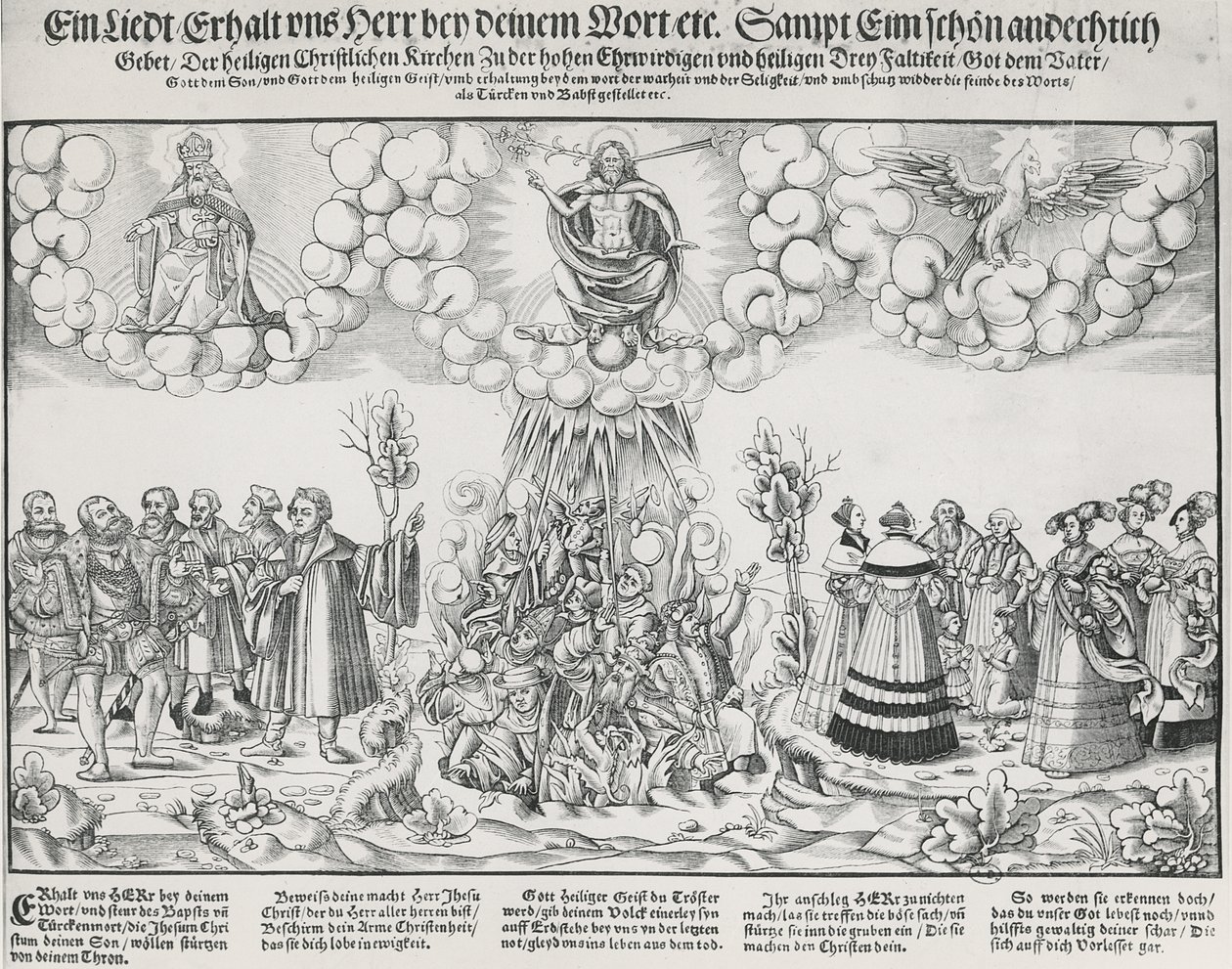 马丁·路德（Martin Luther）赞美诗的插图，寻求上帝的帮助，以对抗教皇的致命工作 作者 德国学校