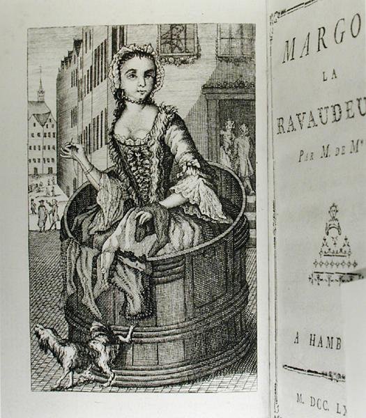 Margot la Ravaudeuse》（1750）的插图，作者是M. de M.（Louis Charles Fougeret de Monbron 1706-1761），1777年出版（雕刻）（黑白照片）。 作者 德国学校