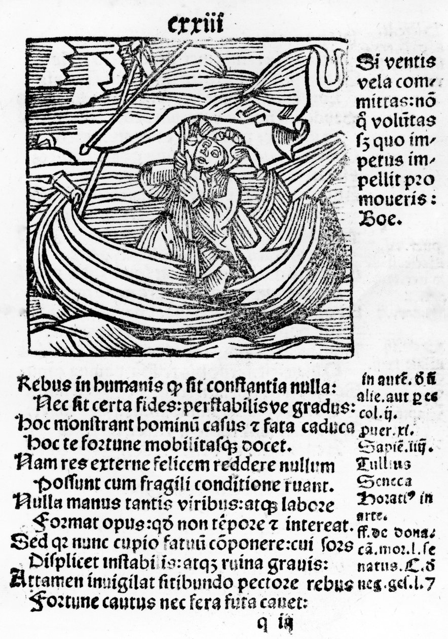 从通过Sebastian布兰特船舶Stultifera致命，由约翰Schenspenger印刷插图，1497（woocut） 作者 德国学校