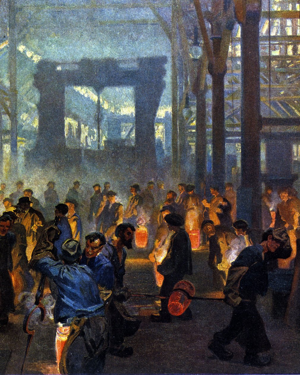 1908 年的冶金厂内部。来自 Jugend 作者 德国学校