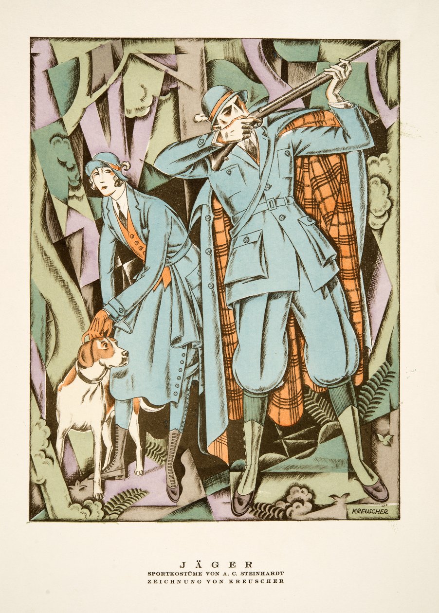 Jäger, sporting outfits by A C Steinhardt, from Styl, pub.1922 (pochoir print) 作者 德国学校