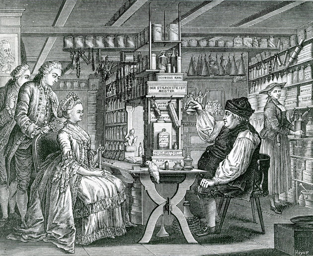 The Rustic Pharmacy，由Bartolomaus Hubner（1727-1795）制作，1774年 作者 德国学校