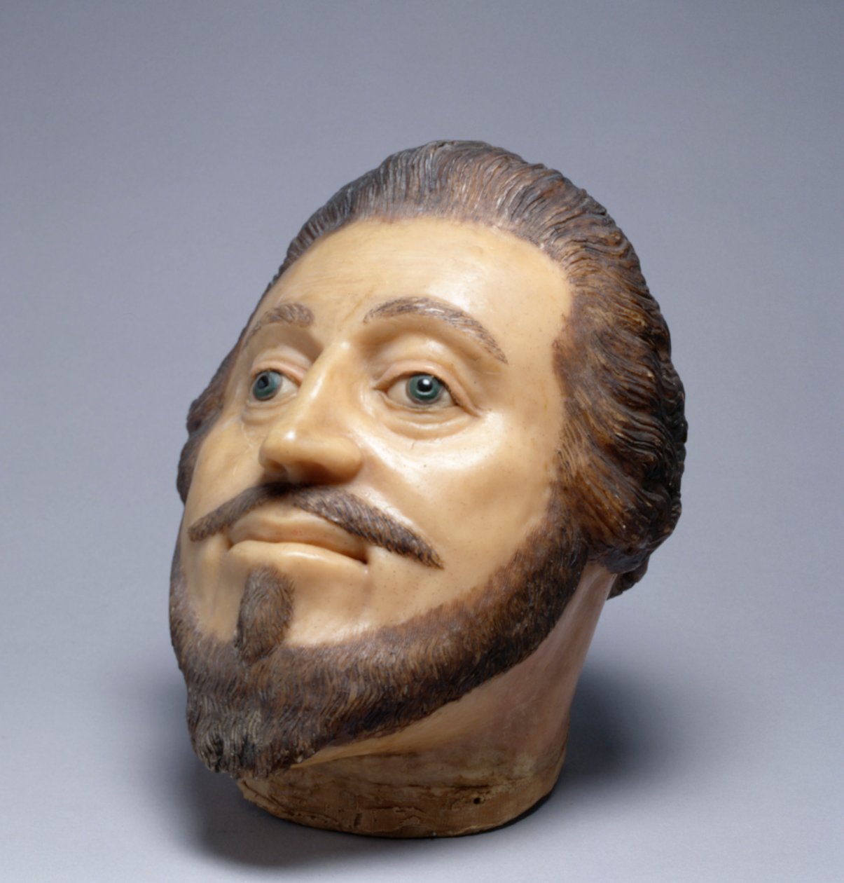 Hesse的Landgrave Moritz，1600-25（蜡，玻璃和头发） 作者 德国学校