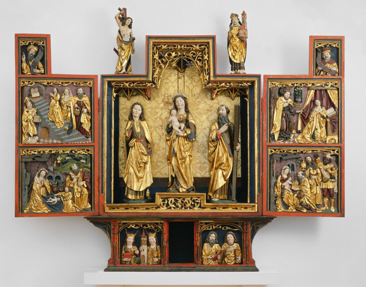 圣母玛利亚生平（木质，镀金和多色装饰） 作者 德国学校