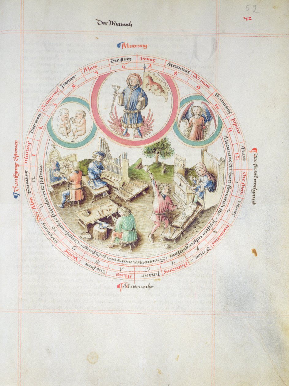 MS 2a Astron 1，fol 5.2星期三描绘的占星图 作者 德国学校