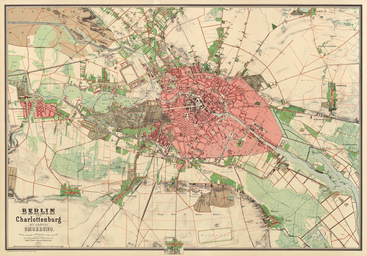 柏林地图，由Koenigl印制。 Lithogr。 Institut，柏林，1857年 作者 德国学校