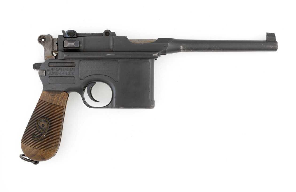 Mauser C96 9 mm self-loading pistol, Export model converted to 9 mm Parabellum (pistol, self-loading, Mauser, 9 mm C96 conversion) 作者 德国学校