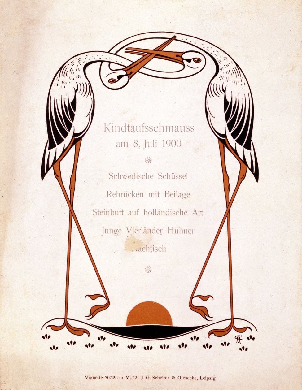 Menu for a baptismal meal. Germany, 8/07/1900. 作者 德国学校