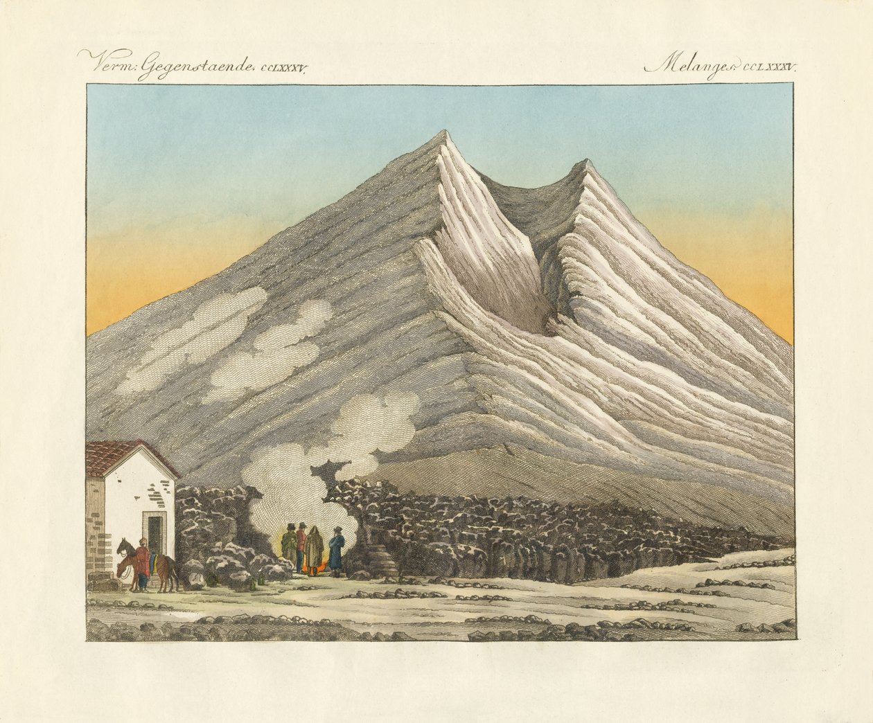 西西里的埃特纳火山（彩色雕刻） 作者 德国学校